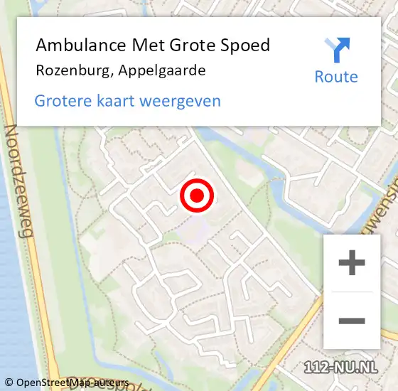 Locatie op kaart van de 112 melding: Ambulance Met Grote Spoed Naar Rozenburg, Appelgaarde op 29 augustus 2016 20:05