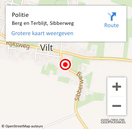 Locatie op kaart van de 112 melding: Politie Berg en Terblijt, Sibberweg op 29 augustus 2016 20:27