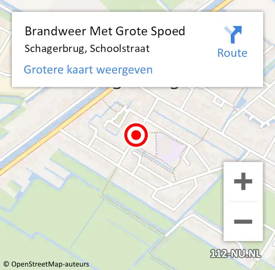 Locatie op kaart van de 112 melding: Brandweer Met Grote Spoed Naar Schagerbrug, Schoolstraat op 29 augustus 2016 20:34