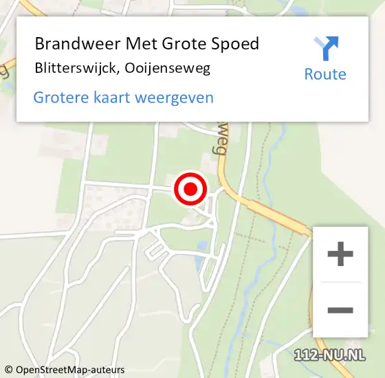 Locatie op kaart van de 112 melding: Brandweer Met Grote Spoed Naar Blitterswijck, Ooijenseweg op 29 augustus 2016 21:09