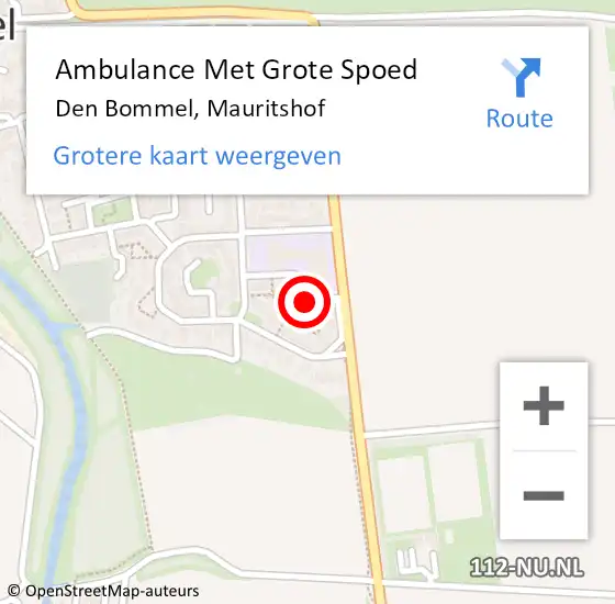 Locatie op kaart van de 112 melding: Ambulance Met Grote Spoed Naar Den Bommel, Mauritshof op 29 augustus 2016 21:25