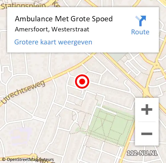Locatie op kaart van de 112 melding: Ambulance Met Grote Spoed Naar Amersfoort, Westerstraat op 29 augustus 2016 21:28