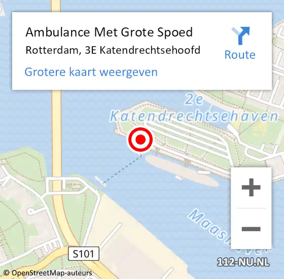 Locatie op kaart van de 112 melding: Ambulance Met Grote Spoed Naar Rotterdam, 3E Katendrechtsehoofd op 29 augustus 2016 21:31