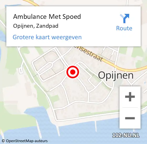 Locatie op kaart van de 112 melding: Ambulance Met Spoed Naar Opijnen, Zandpad op 29 augustus 2016 22:05