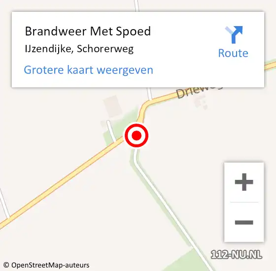 Locatie op kaart van de 112 melding: Brandweer Met Spoed Naar IJzendijke, Schorerweg op 29 augustus 2016 22:46