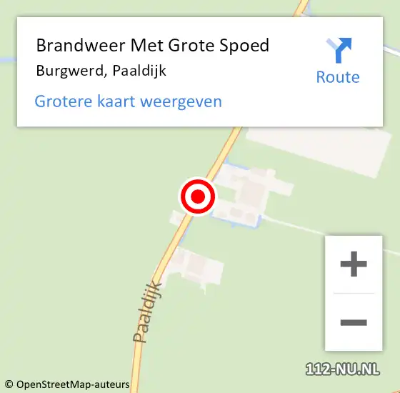 Locatie op kaart van de 112 melding: Brandweer Met Grote Spoed Naar Burgwerd, Paaldijk op 29 augustus 2016 23:35