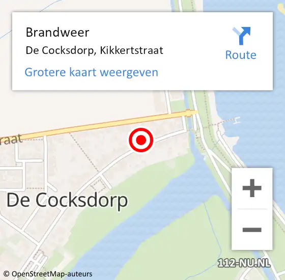 Locatie op kaart van de 112 melding: Brandweer De Cocksdorp, Kikkertstraat op 30 augustus 2016 00:59