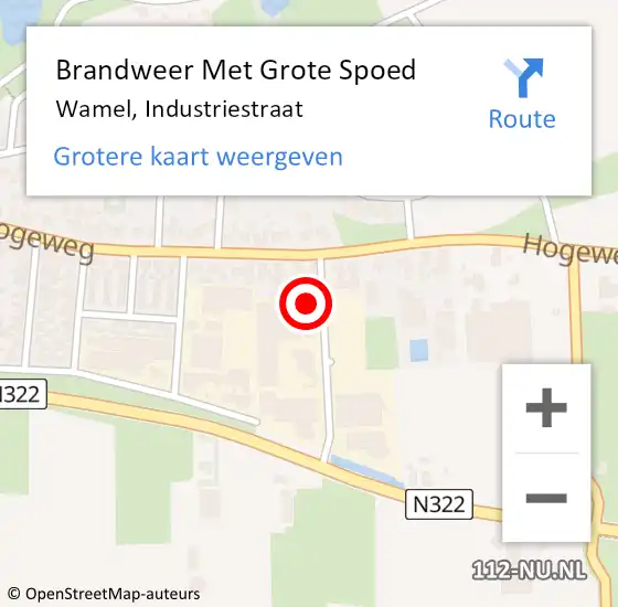 Locatie op kaart van de 112 melding: Brandweer Met Grote Spoed Naar Wamel, Industriestraat op 30 augustus 2016 00:59