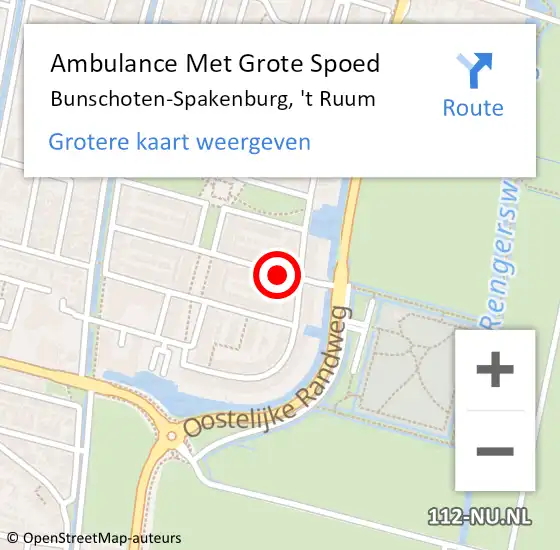 Locatie op kaart van de 112 melding: Ambulance Met Grote Spoed Naar Bunschoten-Spakenburg, 't Ruum op 30 augustus 2016 01:08