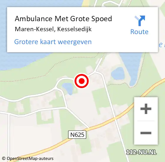 Locatie op kaart van de 112 melding: Ambulance Met Grote Spoed Naar Maren-Kessel, Kesselsedijk op 30 augustus 2016 01:43