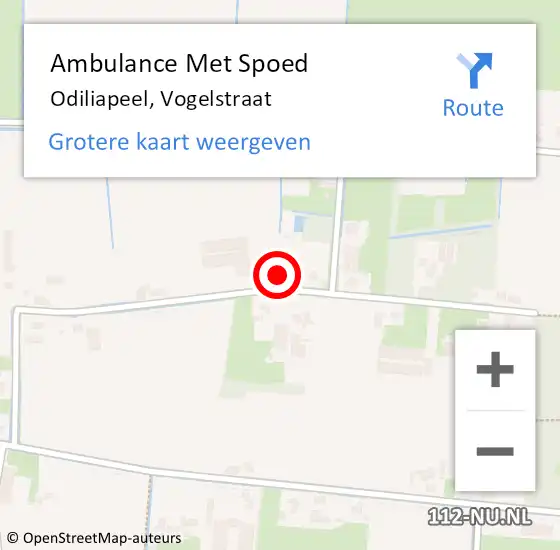 Locatie op kaart van de 112 melding: Ambulance Met Spoed Naar Odiliapeel, Vogelstraat op 30 augustus 2016 02:17