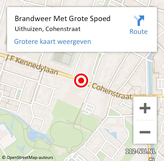 Locatie op kaart van de 112 melding: Brandweer Met Grote Spoed Naar Uithuizen, Cohenstraat op 30 augustus 2016 02:51