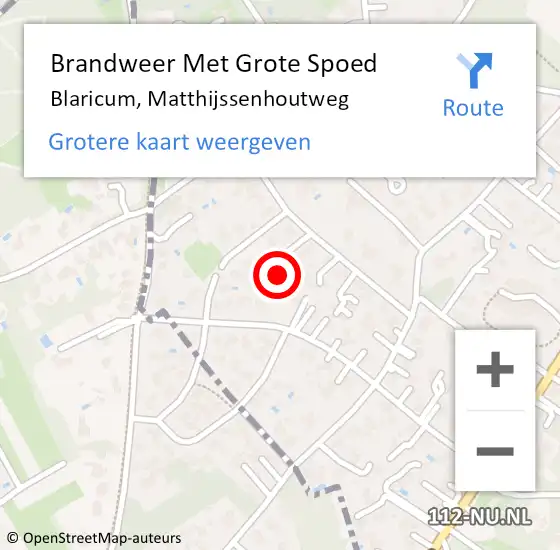 Locatie op kaart van de 112 melding: Brandweer Met Grote Spoed Naar Blaricum, Matthijssenhoutweg op 30 augustus 2016 04:40