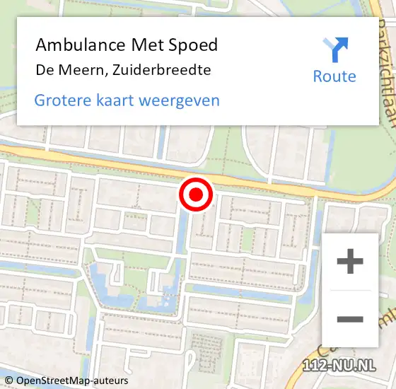 Locatie op kaart van de 112 melding: Ambulance Met Spoed Naar De Meern, Zuiderbreedte op 30 augustus 2016 05:24