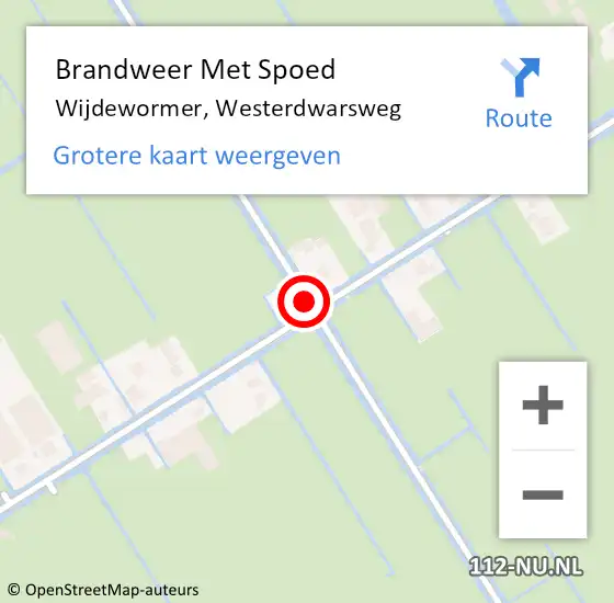 Locatie op kaart van de 112 melding: Brandweer Met Spoed Naar Wijdewormer, Westerdwarsweg op 30 augustus 2016 05:50