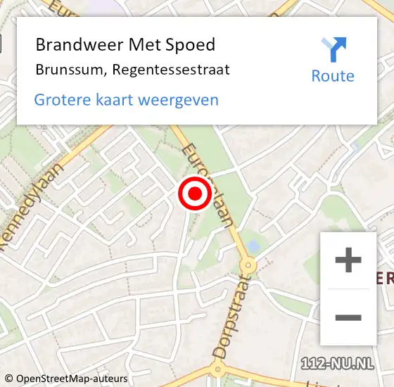 Locatie op kaart van de 112 melding: Brandweer Met Spoed Naar Brunssum, Regentessestraat op 30 augustus 2016 06:16