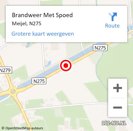 Locatie op kaart van de 112 melding: Brandweer Met Spoed Naar Meijel, N275 op 30 augustus 2016 06:41