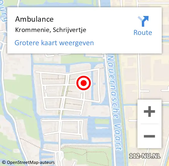 Locatie op kaart van de 112 melding: Ambulance Krommenie, Schrijvertje op 30 augustus 2016 07:06