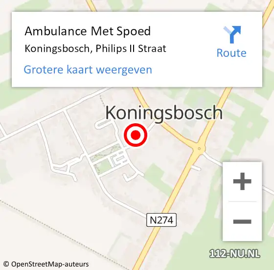 Locatie op kaart van de 112 melding: Ambulance Met Spoed Naar Koningsbosch, Philips II Straat op 30 augustus 2016 07:14