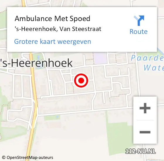 Locatie op kaart van de 112 melding: Ambulance Met Spoed Naar 's-Heerenhoek, Van Steestraat op 30 augustus 2016 07:30