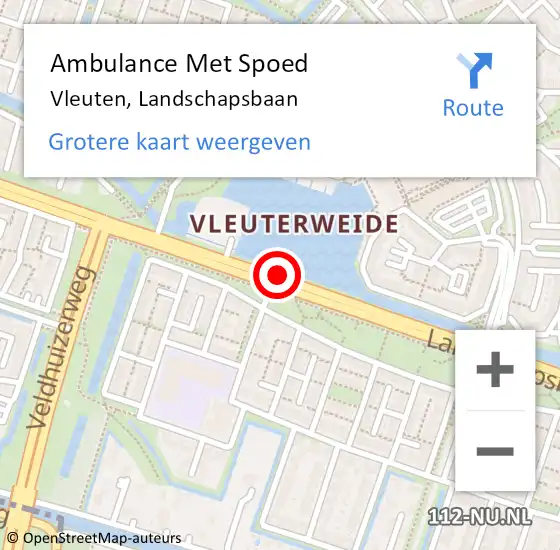 Locatie op kaart van de 112 melding: Ambulance Met Spoed Naar Vleuten, Landschapsbaan op 30 augustus 2016 08:14
