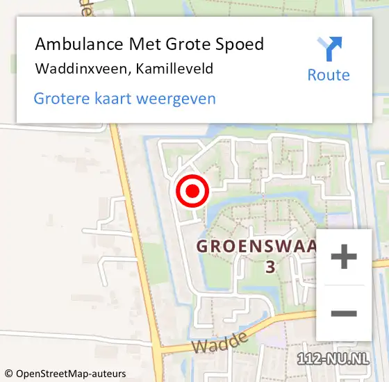 Locatie op kaart van de 112 melding: Ambulance Met Grote Spoed Naar Waddinxveen, Kamilleveld op 30 augustus 2016 08:19