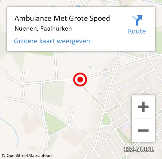 Locatie op kaart van de 112 melding: Ambulance Met Grote Spoed Naar Nuenen, Paaihurken op 30 augustus 2016 08:23