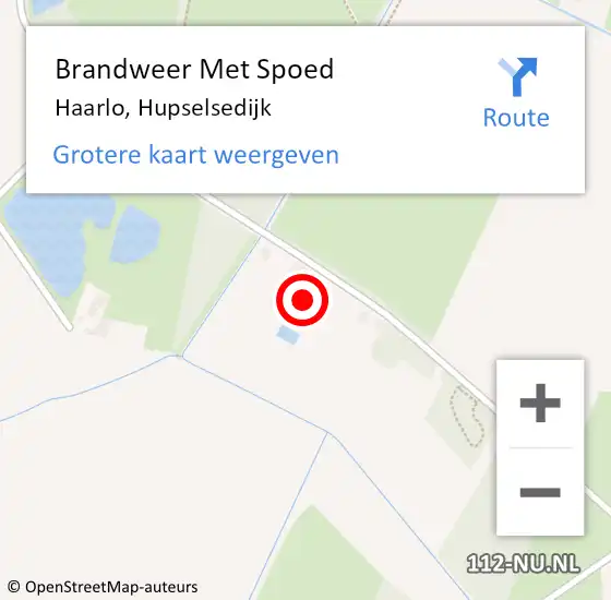 Locatie op kaart van de 112 melding: Brandweer Met Spoed Naar Haarlo, Hupselsedijk op 30 augustus 2016 08:33