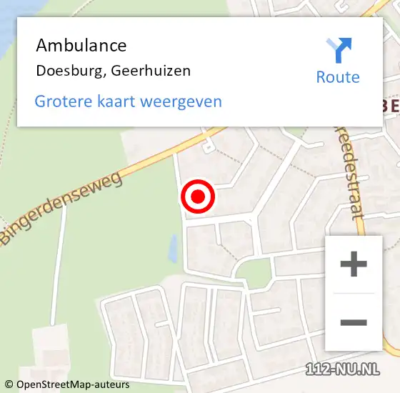 Locatie op kaart van de 112 melding: Ambulance Doesburg, Geerhuizen op 30 augustus 2016 10:18