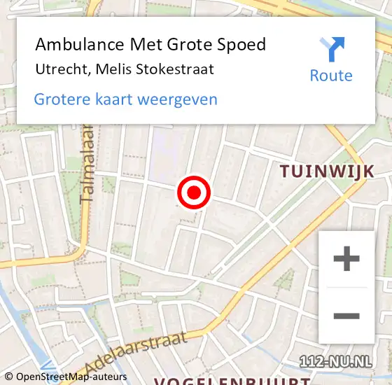 Locatie op kaart van de 112 melding: Ambulance Met Grote Spoed Naar Utrecht, Melis Stokestraat op 30 augustus 2016 10:24