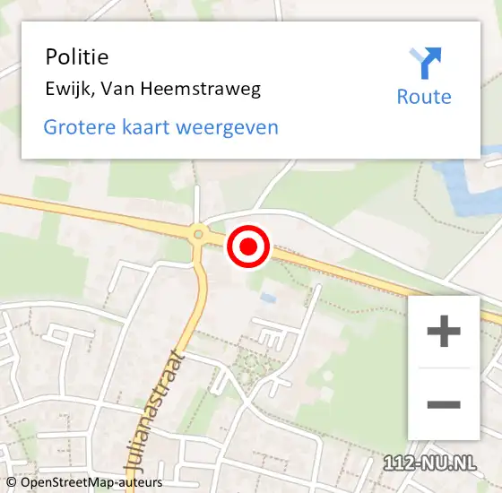 Locatie op kaart van de 112 melding: Politie Ewijk, Van Heemstraweg op 25 december 2013 14:16