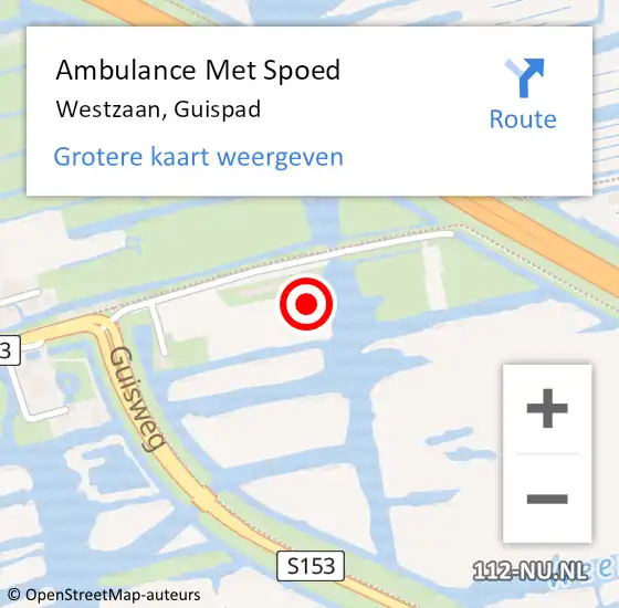 Locatie op kaart van de 112 melding: Ambulance Met Spoed Naar Westzaan, Guispad op 30 augustus 2016 10:39