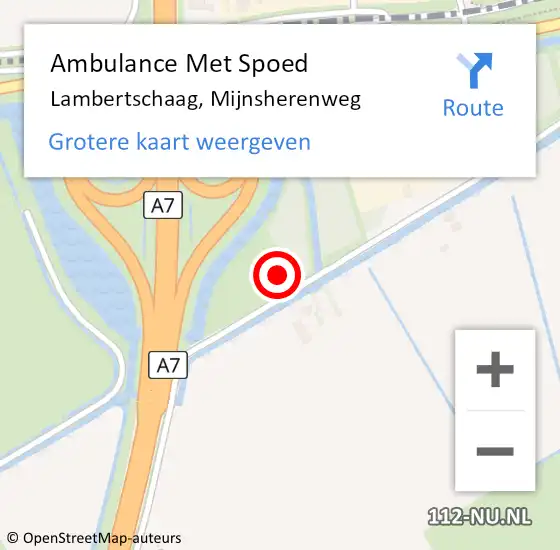 Locatie op kaart van de 112 melding: Ambulance Met Spoed Naar Lambertschaag, Mijnsherenweg op 30 augustus 2016 10:44