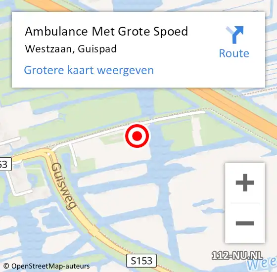 Locatie op kaart van de 112 melding: Ambulance Met Grote Spoed Naar Westzaan, Guispad op 30 augustus 2016 10:45