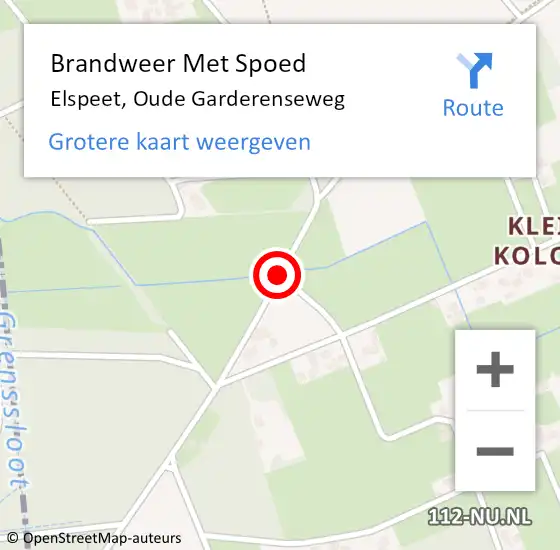 Locatie op kaart van de 112 melding: Brandweer Met Spoed Naar Elspeet, Oude Garderenseweg op 30 augustus 2016 10:58