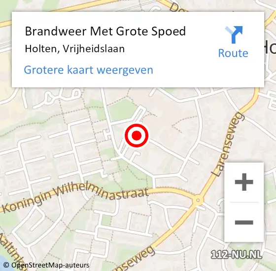 Locatie op kaart van de 112 melding: Brandweer Met Grote Spoed Naar Holten, Vrijheidslaan op 30 augustus 2016 11:19