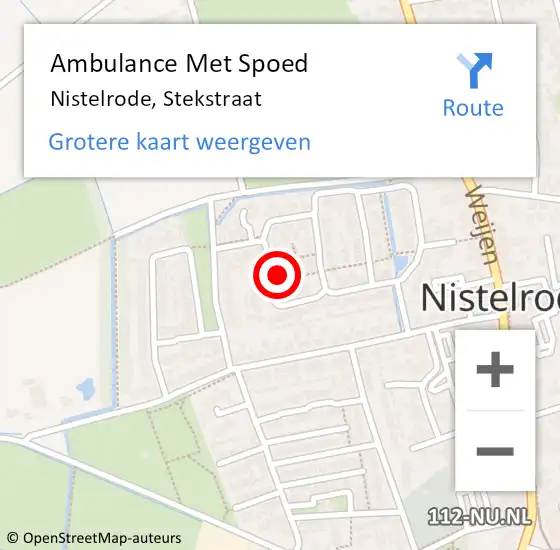 Locatie op kaart van de 112 melding: Ambulance Met Spoed Naar Nistelrode, Stekstraat op 30 augustus 2016 12:13