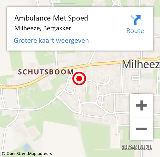 Locatie op kaart van de 112 melding: Ambulance Met Spoed Naar Milheeze, Bergakker op 30 augustus 2016 12:25