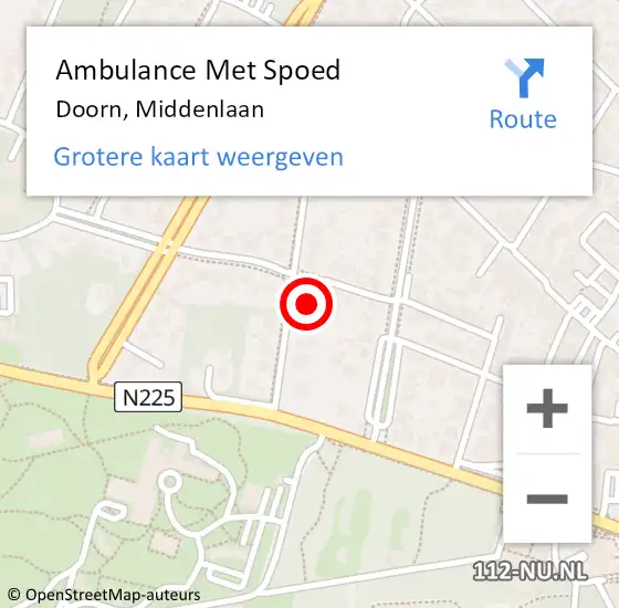 Locatie op kaart van de 112 melding: Ambulance Met Spoed Naar Doorn, Middenlaan op 30 augustus 2016 12:36