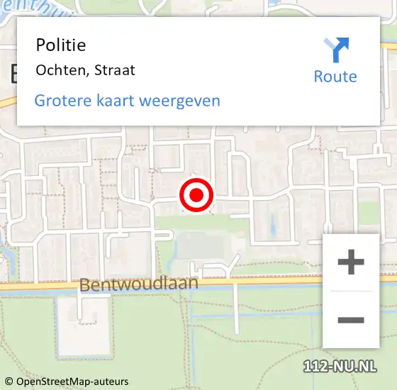 Locatie op kaart van de 112 melding: Politie Ochten, Straat op 30 augustus 2016 12:44