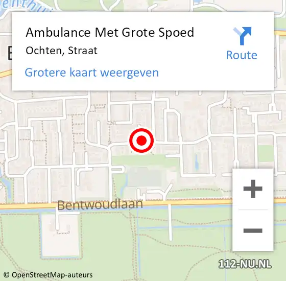 Locatie op kaart van de 112 melding: Ambulance Met Grote Spoed Naar Ochten, Straat op 30 augustus 2016 12:45