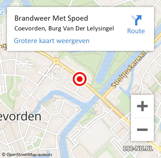 Locatie op kaart van de 112 melding: Brandweer Met Spoed Naar Coevorden, Burg Van Der Lelysingel op 30 augustus 2016 12:46