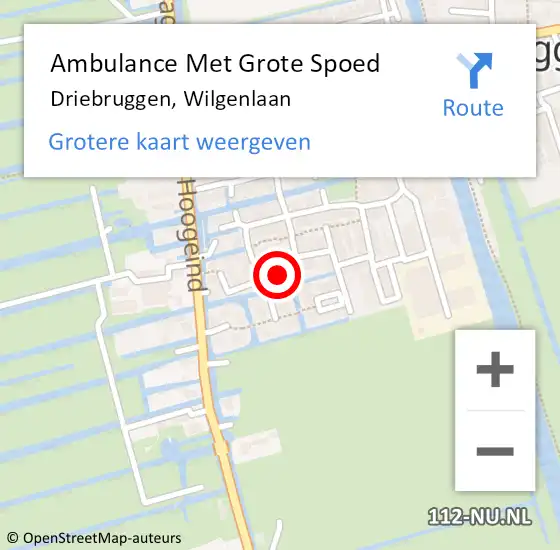 Locatie op kaart van de 112 melding: Ambulance Met Grote Spoed Naar Driebruggen, Wilgenlaan op 30 augustus 2016 13:27