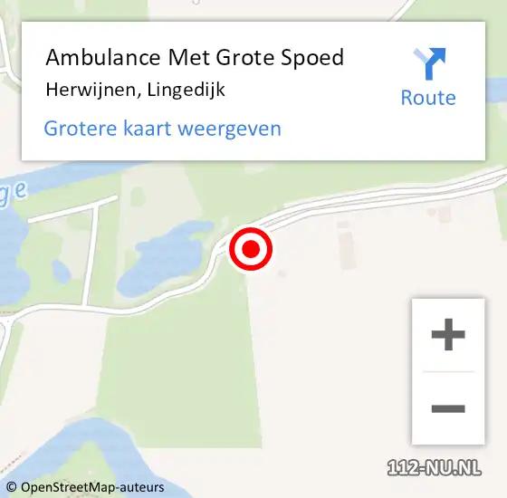 Locatie op kaart van de 112 melding: Ambulance Met Grote Spoed Naar Herwijnen, Lingedijk op 30 augustus 2016 14:00