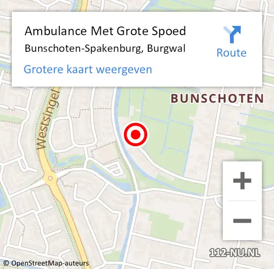 Locatie op kaart van de 112 melding: Ambulance Met Grote Spoed Naar Bunschoten-Spakenburg, Burgwal op 30 augustus 2016 14:01