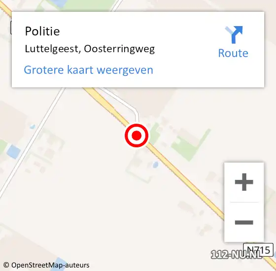 Locatie op kaart van de 112 melding: Politie Luttelgeest, Oosterringweg op 30 augustus 2016 14:06