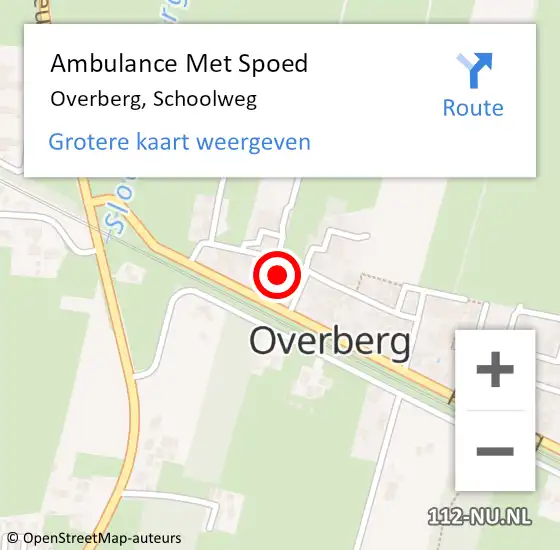 Locatie op kaart van de 112 melding: Ambulance Met Spoed Naar Overberg, Schoolweg op 30 augustus 2016 14:15