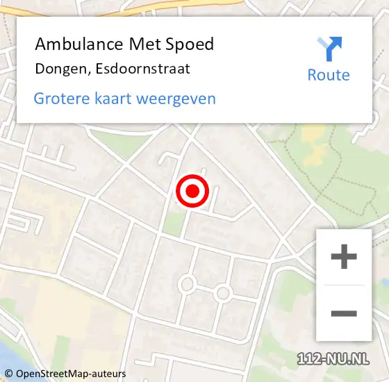 Locatie op kaart van de 112 melding: Ambulance Met Spoed Naar Dongen, Esdoornstraat op 30 augustus 2016 14:43