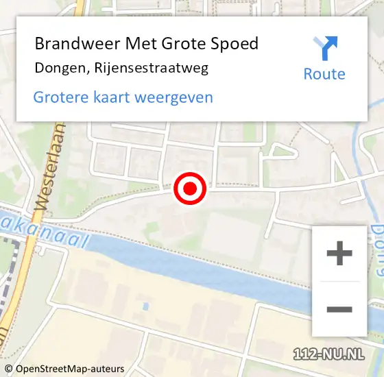 Locatie op kaart van de 112 melding: Brandweer Met Grote Spoed Naar Dongen, Rijensestraatweg op 30 augustus 2016 14:55