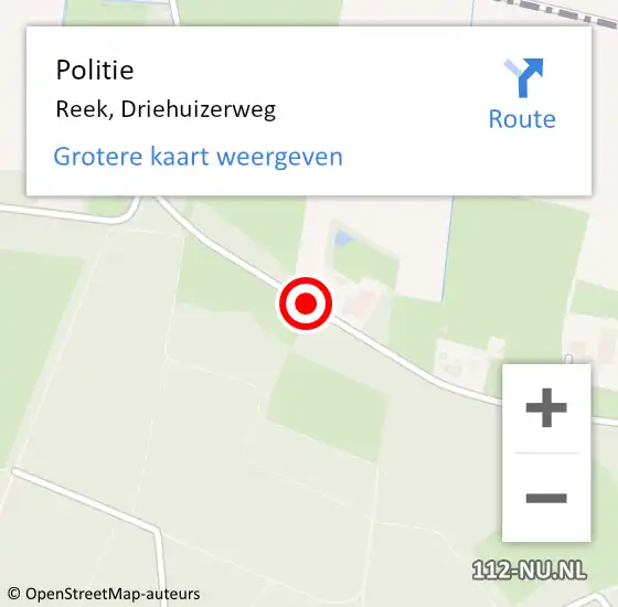 Locatie op kaart van de 112 melding: Politie Reek, Driehuizerweg op 30 augustus 2016 15:00